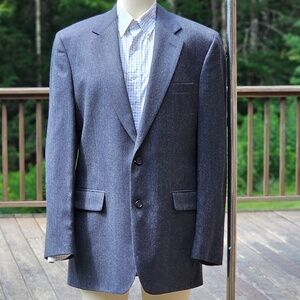Brooks Brothers Gray Herringbone Blazer – Made in USA | 2-Button Wool Sport Coat